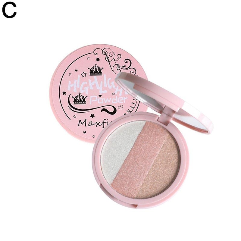 MAXFINE Three-Color Contouring Blush Palette Set Wholesale - Highlighter, Shade, and Blush - Fine and Natural Powder - 9g